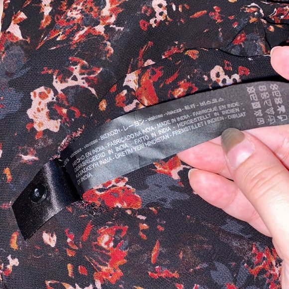 Zara Premium Collection Sheer Floral Button Front Cinched Tie Waist Tunic Size M - Picture 10 of 11